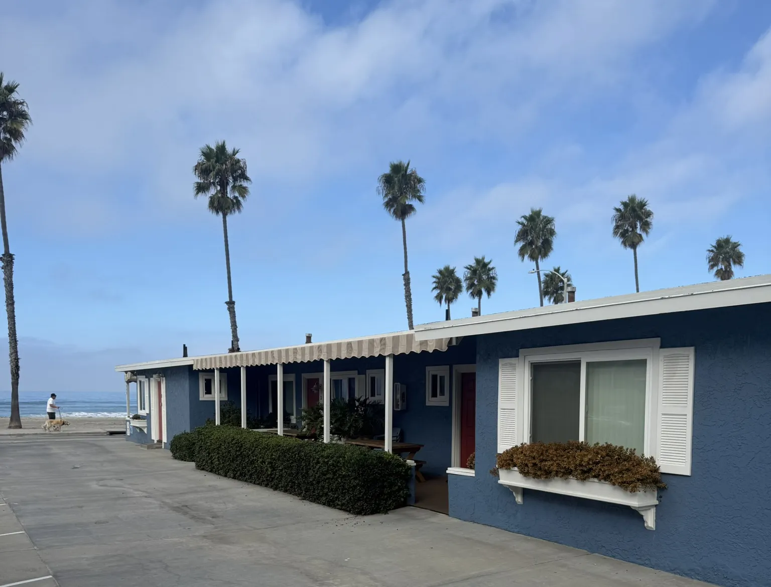 The side of The Blue Whale showing the proximity to the sea